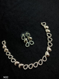 Halo Pear-Cut American Diamond Jewellery Set