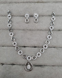 Minimalist Pavé Drop American Diamond Necklace Set