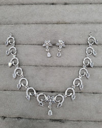 Delicate Blossom Teardrop American Diamond Choker Set