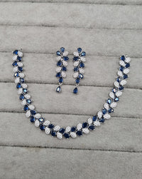 Pear Cluster American Diamond Choker Set with Matching Drop Earrings