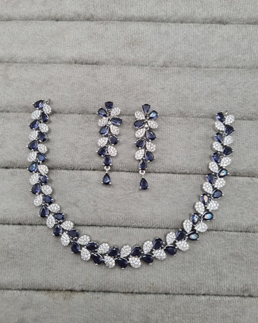 Pear Cluster American Diamond Choker Set with Matching Drop Earrings