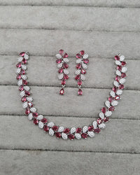Pear Cluster American Diamond Choker Set with Matching Drop Earrings