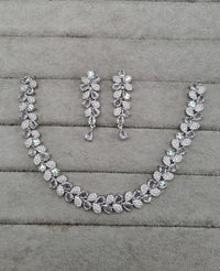 Pear Cluster American Diamond Choker Set with Matching Drop Earrings