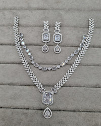 Layered American Diamond Necklace & Earring Set