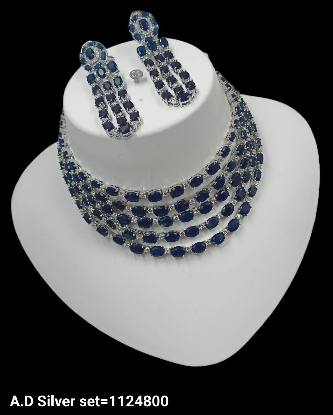 Royal Blue Multi-Strand "Lada" Necklace Set