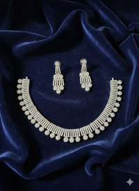 Elegant White Stone Simple Sparkle Necklace & Earring Set