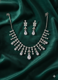 Articulated Pear Drop Diamond Simulant Necklace Set