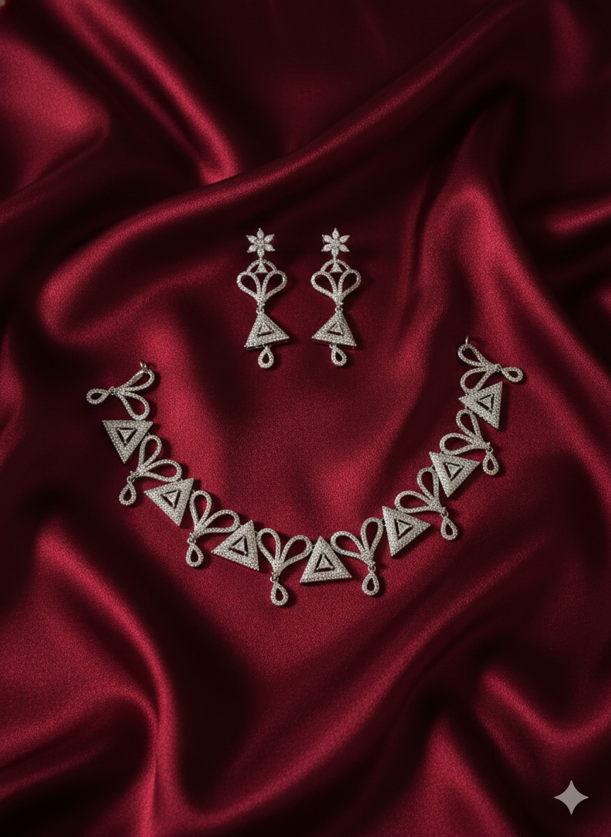 Contemporary Triangle and Loop AD Necklace Set