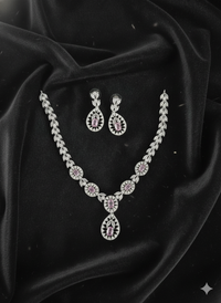 Elegant Baby Pink AD Drop Necklace Set