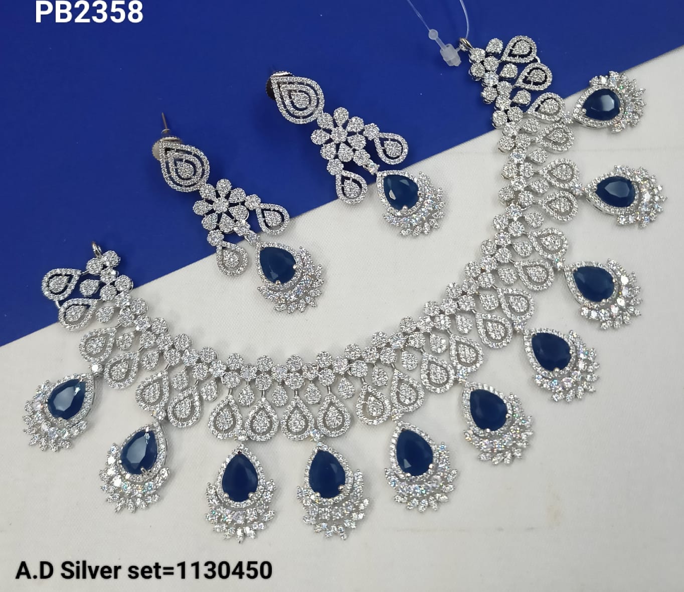 Rani Pink Teardrop American Diamond Choker Set