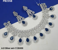 Rani Pink Teardrop American Diamond Choker Set