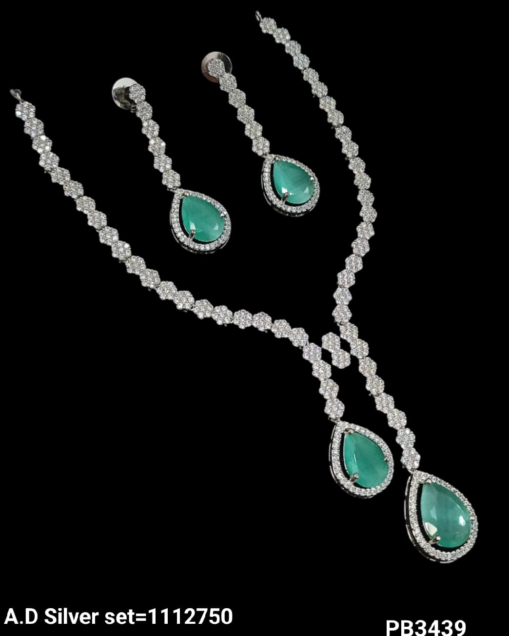 American Diamond Silver Plated Necklace Set