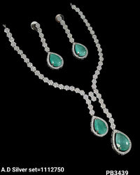 American Diamond Silver Plated Necklace Set