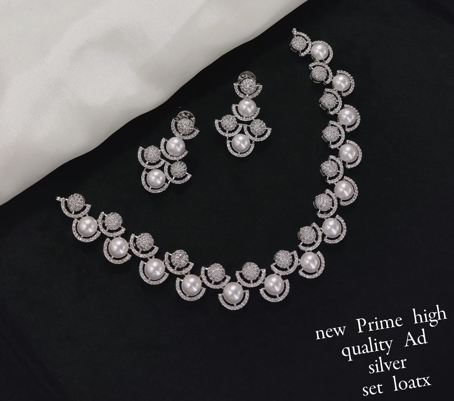 Silver Plated American Diamond Jewellery Set