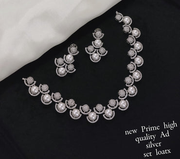 Silver Plated American Diamond Jewellery Set
