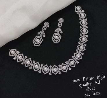 Silver Plated American Diamond jewellery Set