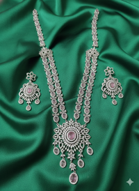 Majestic Sea Green & American Diamond Long Rani Haar Set