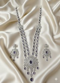 Majestic Sea Green & American Diamond Long Rani Haar Set