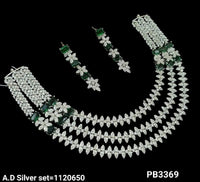Rhodium Plated Silver American Diamond Necklace Set