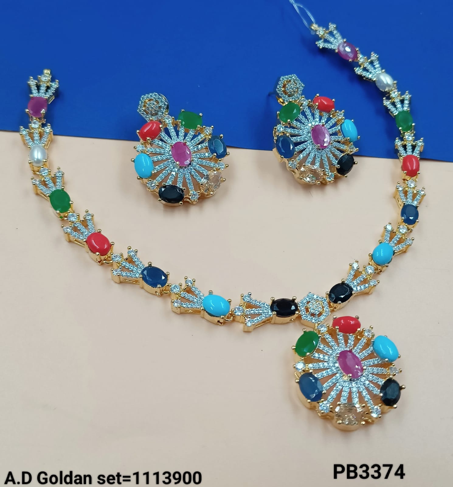 American Diamond Gold Plated Necklace Set