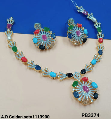 American Diamond Gold Plated Necklace Set
