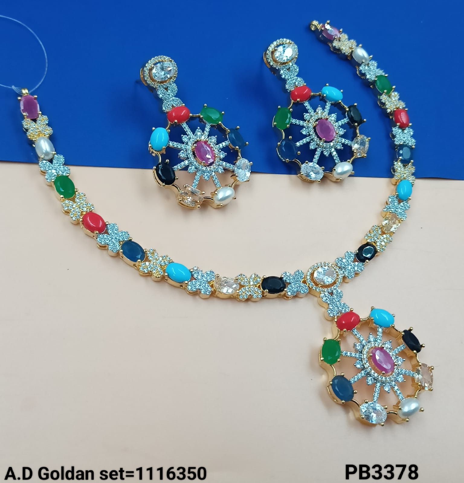American Diamond Gold Plated Necklace Set