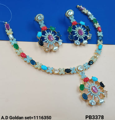 American Diamond Gold Plated Necklace Set