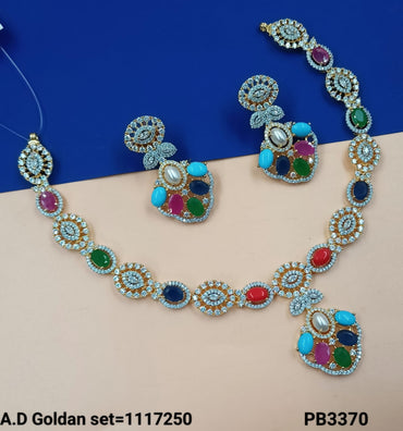 Gold Plated American Diamond Necklace Set