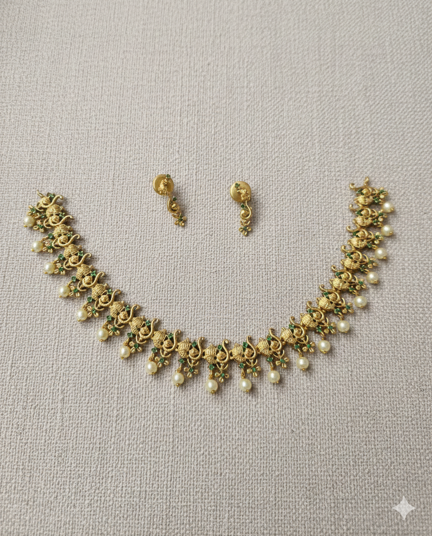 American Diamond Gold Plated Drop Necklace With Earrings For Woman