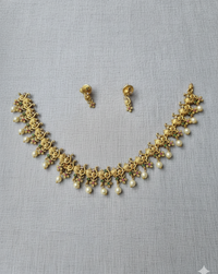 American Diamond Gold Plated Drop Necklace With Earrings For Woman