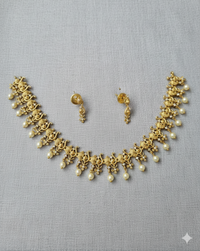 American Diamond Gold Plated Drop Necklace With Earrings For Woman