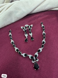 Butterfly Drop AD Stone Necklace Set with Matching Earrings
