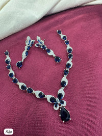 Butterfly Drop AD Stone Necklace Set with Matching Earrings