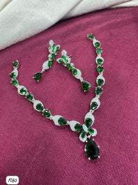Butterfly Drop AD Stone Necklace Set with Matching Earrings