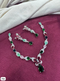 Butterfly Drop AD Stone Necklace Set with Matching Earrings