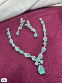 Butterfly Drop AD Stone Necklace Set with Matching Earrings