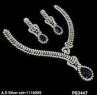 Silver Plated American Diamond Necklace Set