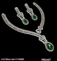Silver Plated American Diamond Necklace Set