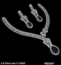 Silver Plated American Diamond Necklace Set