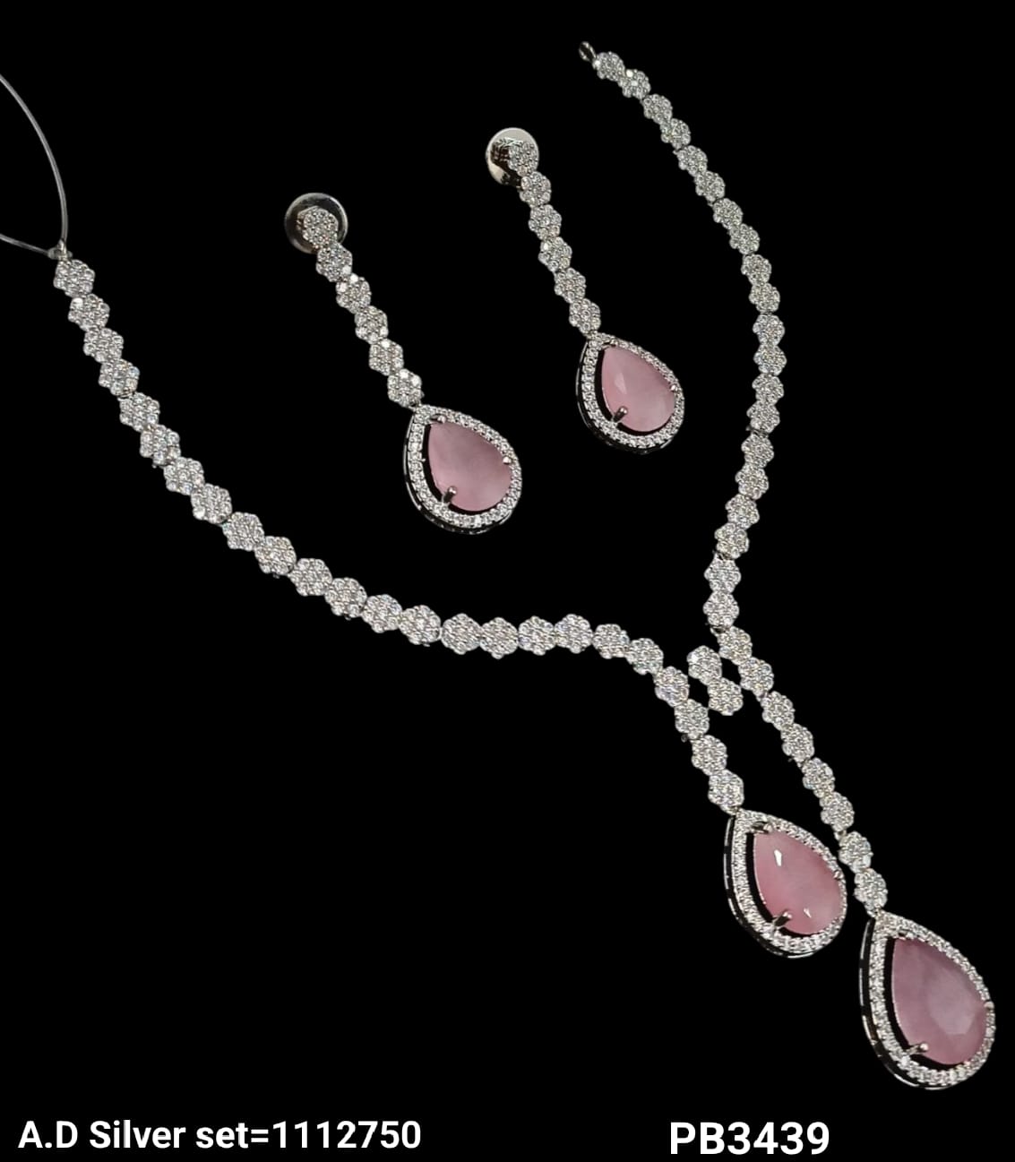 American Diamond Silver Plated Necklace Set