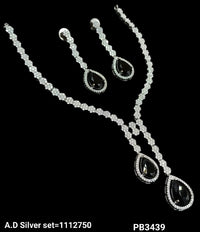 American Diamond Silver Plated Necklace Set