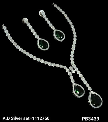 American Diamond Silver Plated Necklace Set