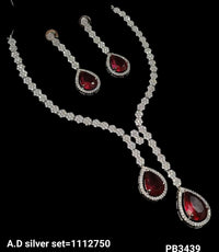 American Diamond Silver Plated Necklace Set