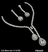 American Diamond Silver Plated Necklace Set