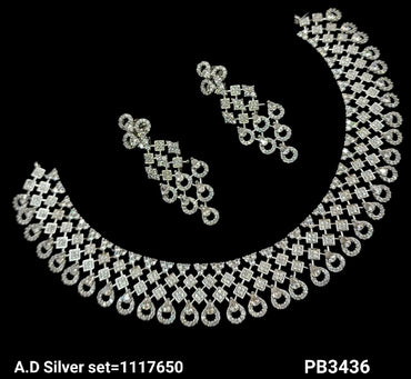 American Diamond Silver & Gold Plated Necklace Set