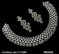 American Diamond Silver & Gold Plated Necklace Set