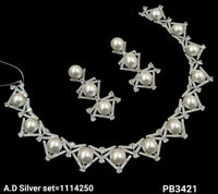 American Diamond Silver & Gold Plated Necklace Set