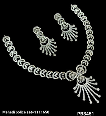Sliver & Gold Plated American Diamond Necklace Set