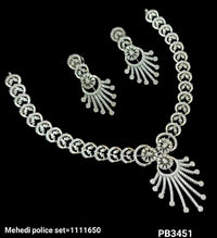 Sliver & Gold Plated American Diamond Necklace Set