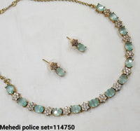 Antique Gold Plated American Diamond Necklace Set